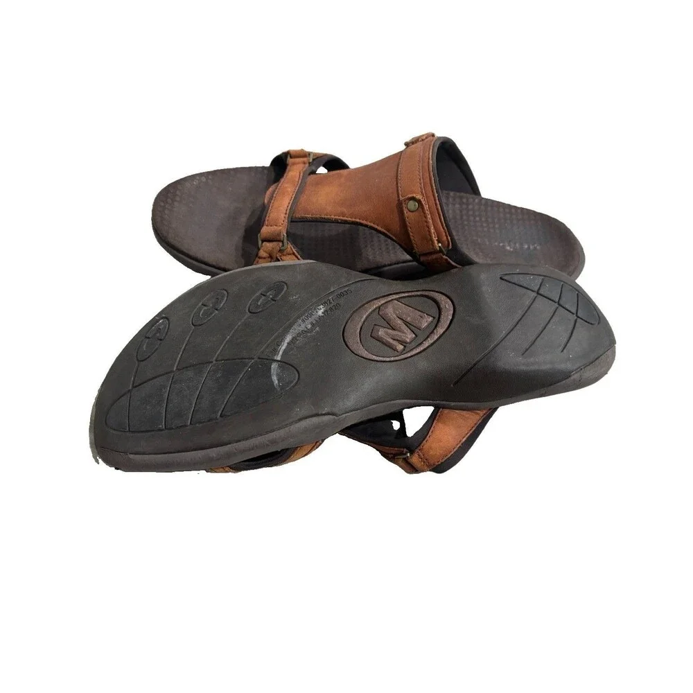 Merrell Glade Brown Leather Slide Sandals Womans 10 Comfort Outdoor Hiking Walk